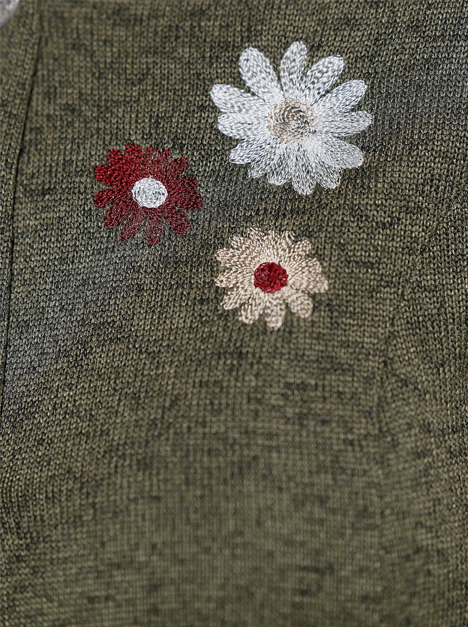 Blazer met bloemenborduursel - kaki gemêleerd