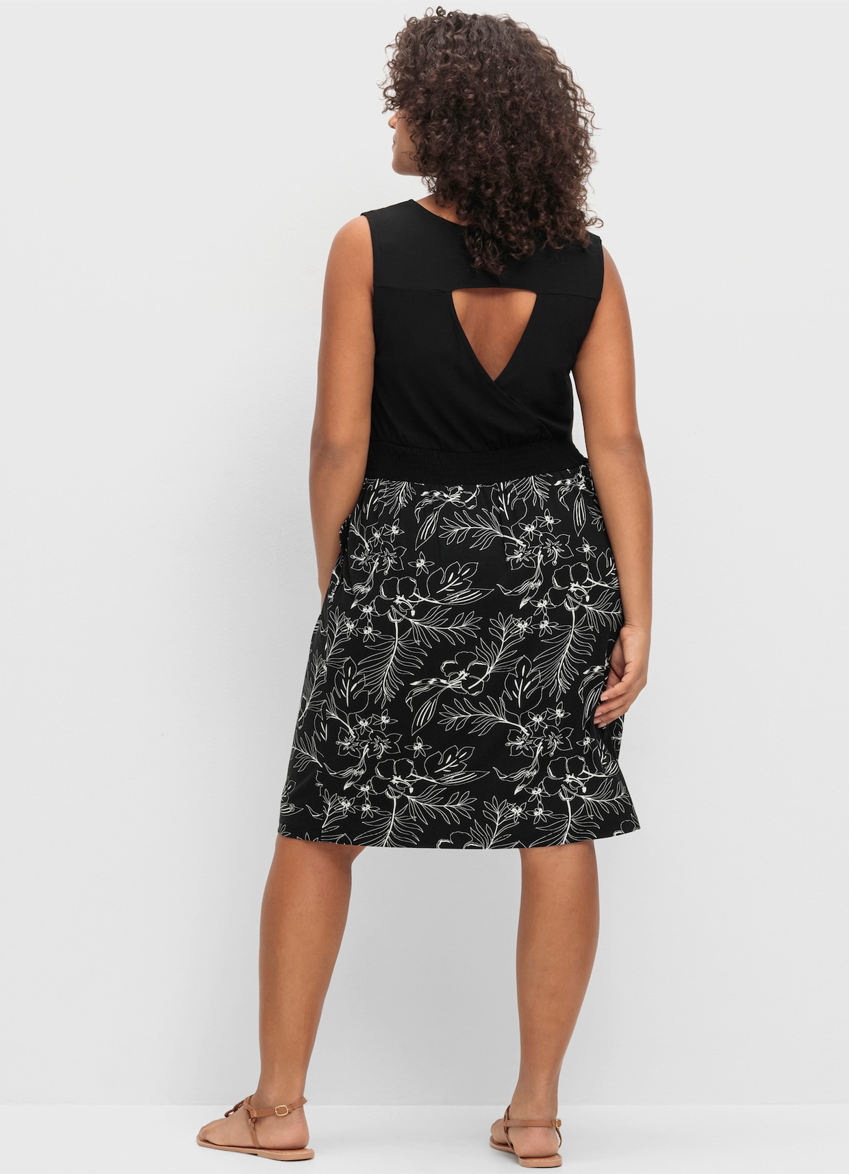 sheego Jersey jurk - zwart gedessineerd