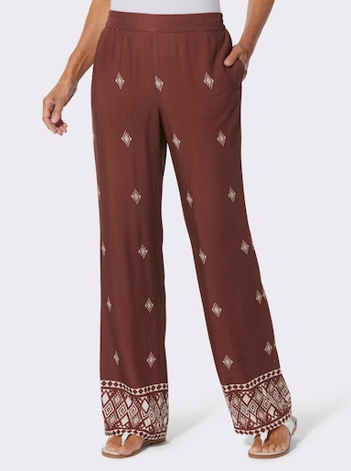Druckhose mit Allover-Druck - rostrot-elfenbein-bedruckt