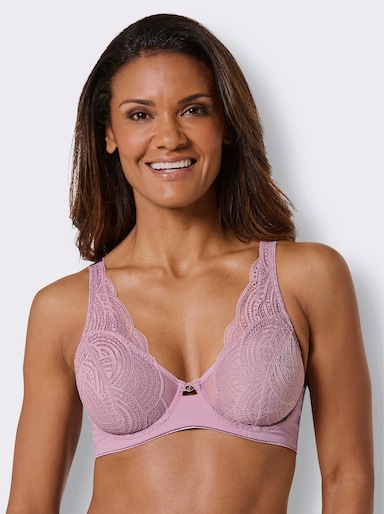 wäschepur Bügel-BH mit Mesh-Einsatz - mauve