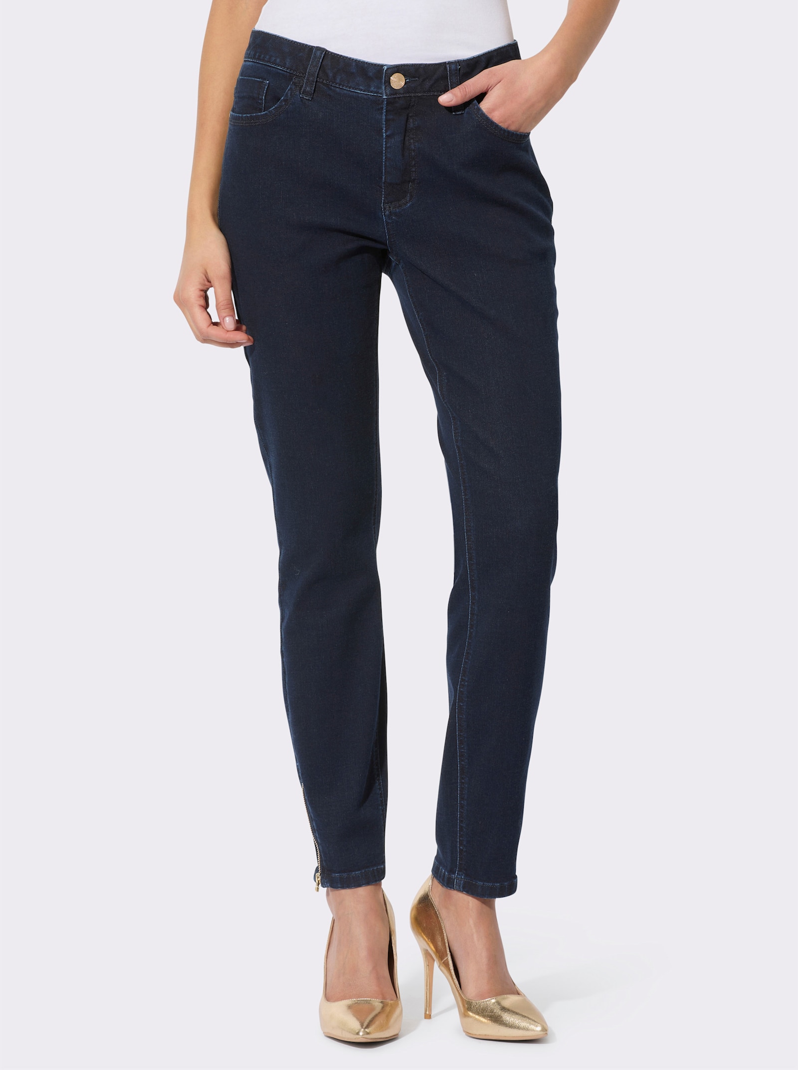 5-Pocket-Jeans im edlen Material-Mix - dark blue