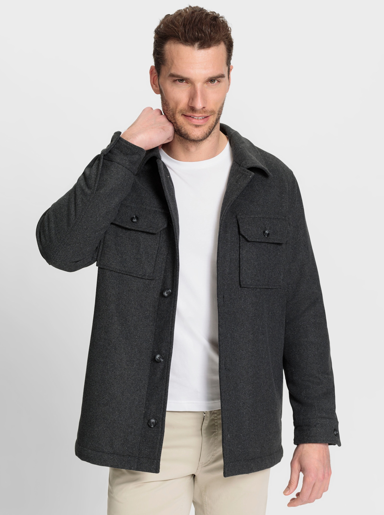 Marco Donati Longjacke in Woll-Optik - graphit-meliert