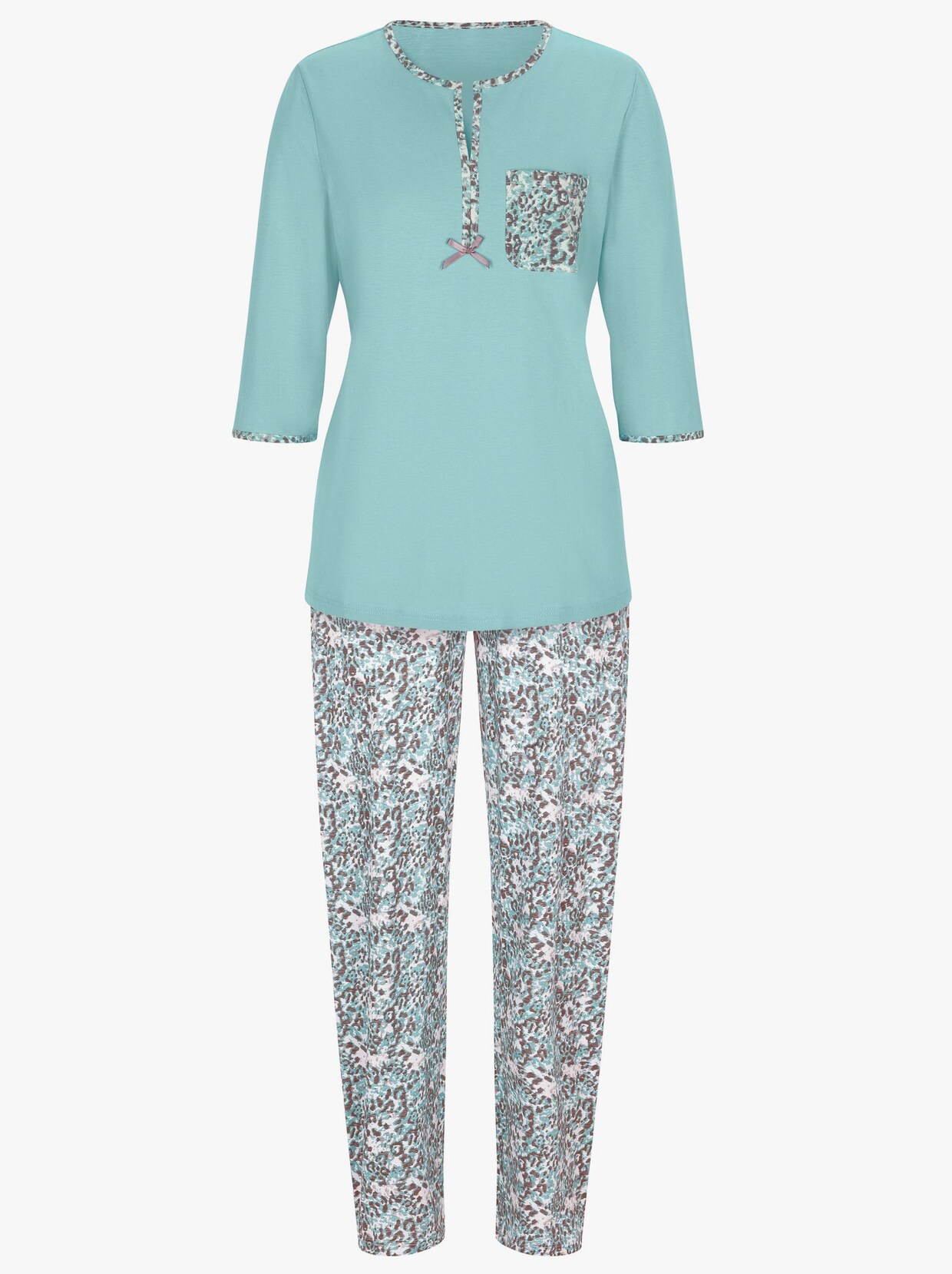 wäschepur Pyjama - mint/grijs bedrukt