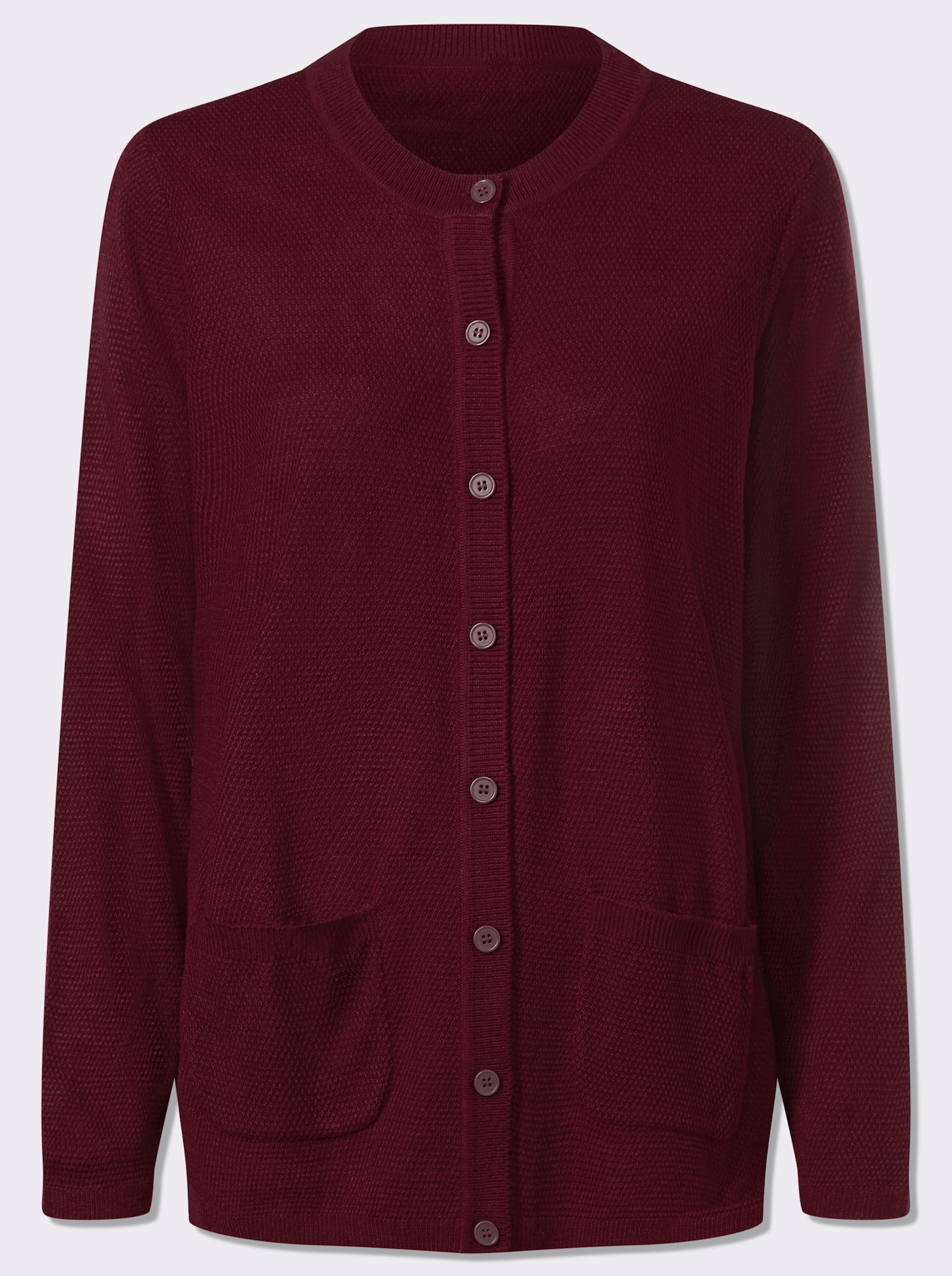 Pletený kabátek se strukturovaným vzorem - tmavěčervená