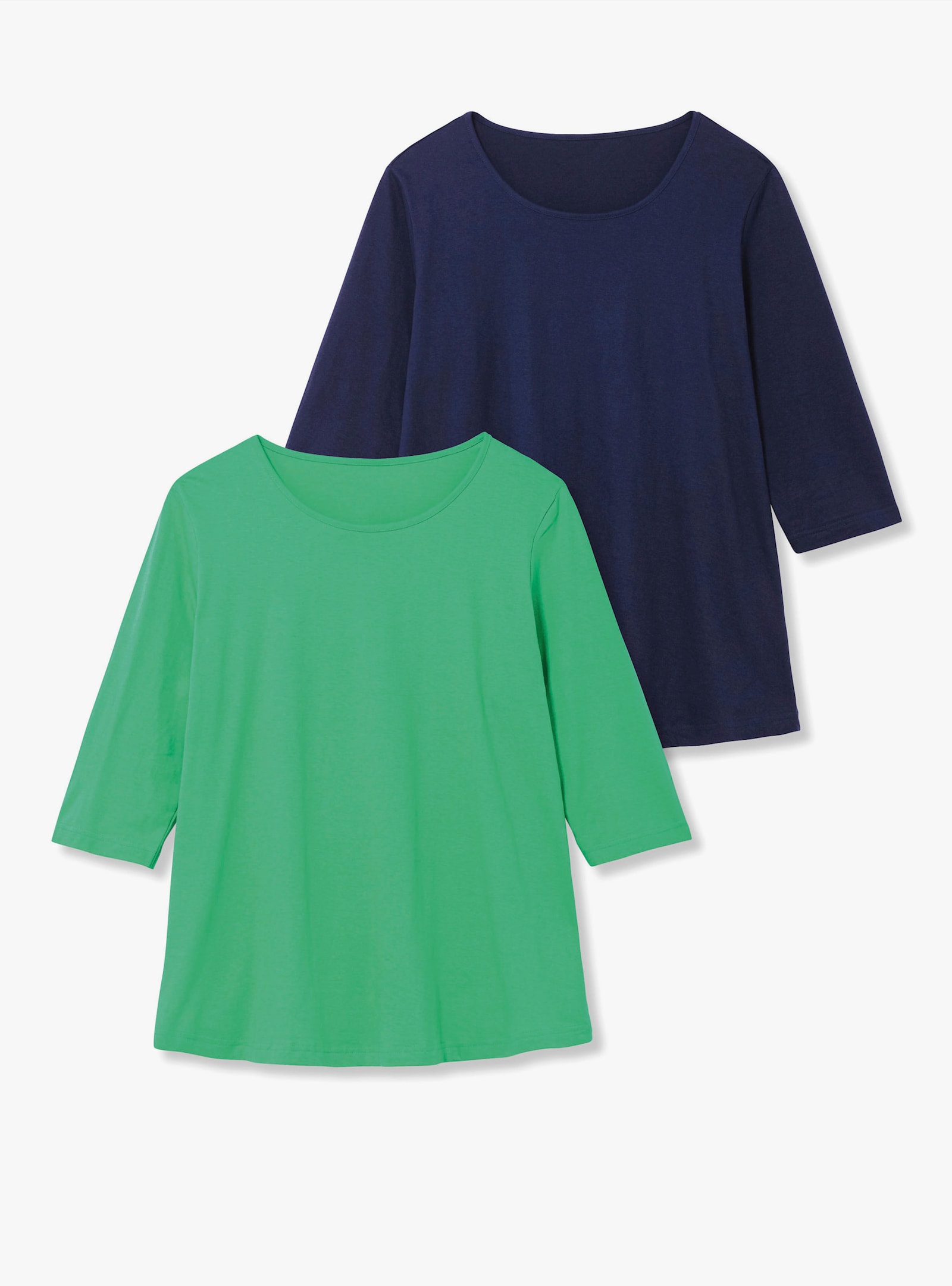 Longshirt in der 2-Stück-Packung - grasgrün + marine