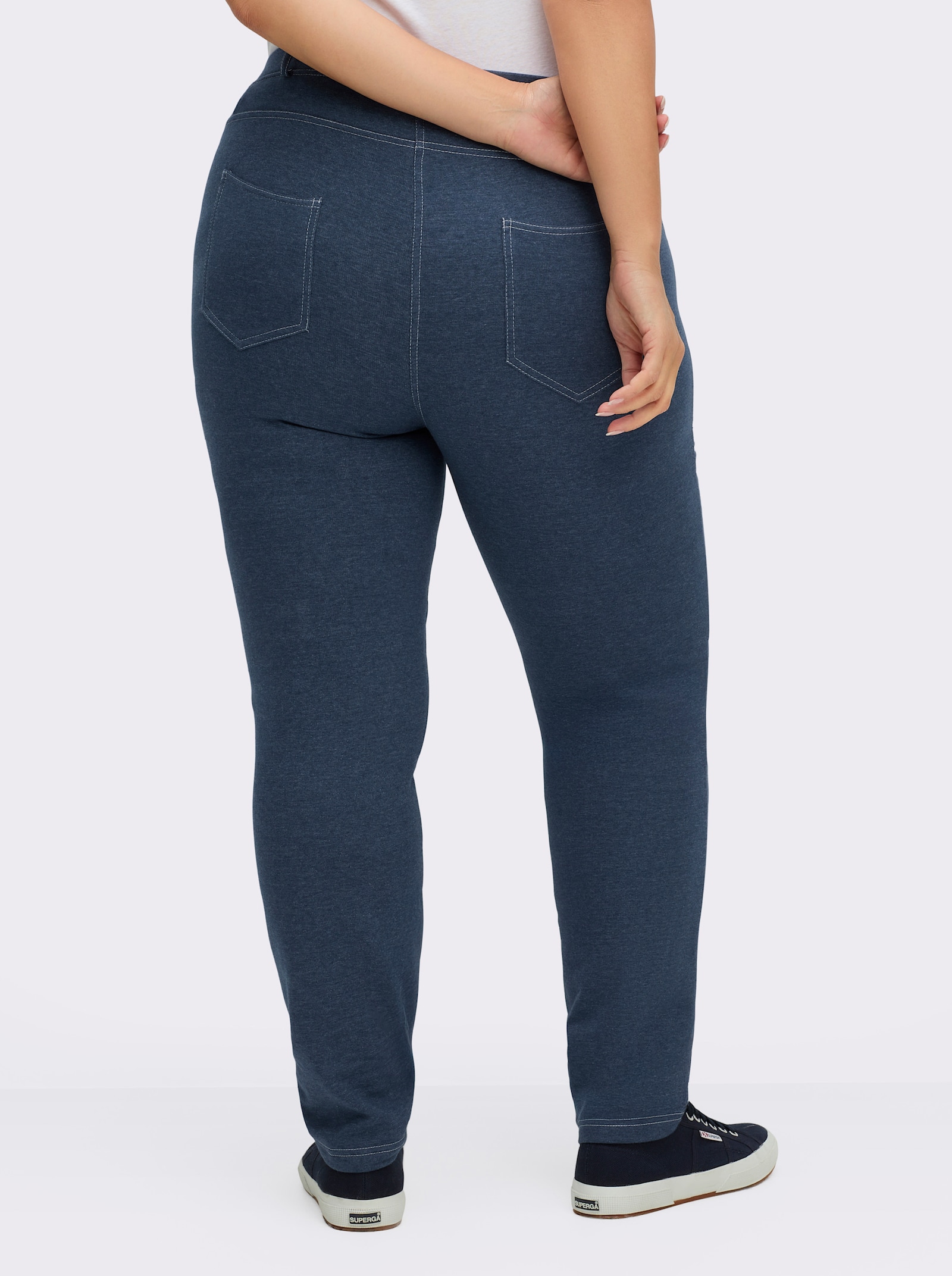 Hose innen wärmend angeraut - rauchblau-meliert