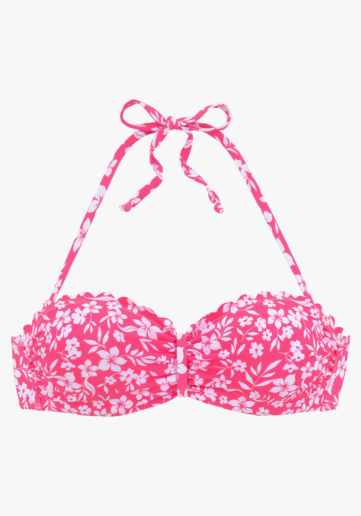 Vivance Bügel-Bandeau-Bikini-Top - neonpink-weiss