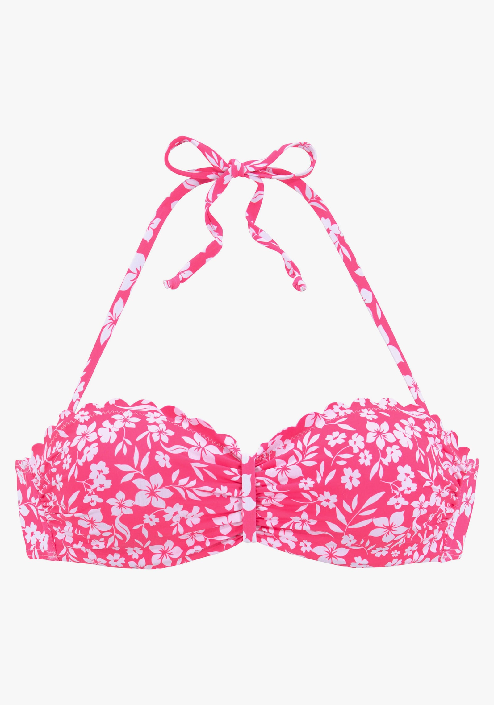 Vivance Bügel-Bandeau-Bikini-Top - neonpink-weiß