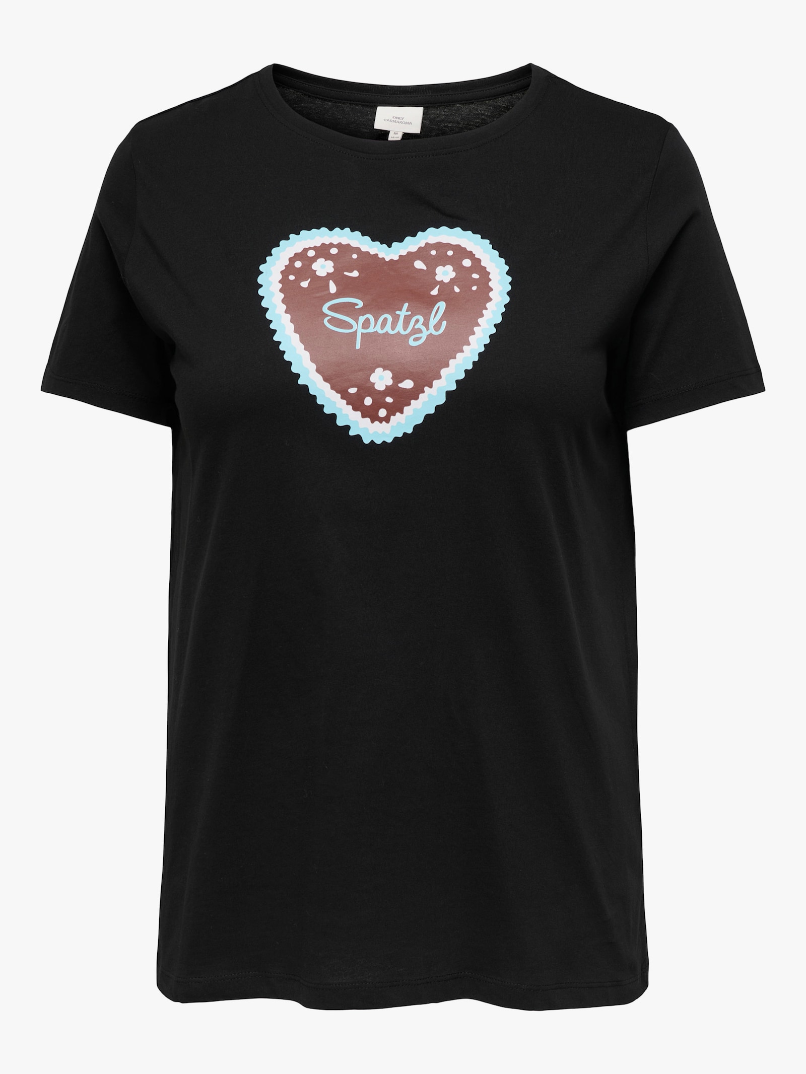 ONLY CARMAKOMA Kurzarmshirt - black detail:blue heart front print