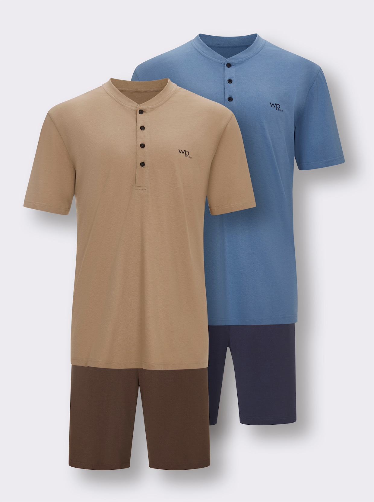 wäschepur men Shortys - schoko-camel + marine-mittelblau