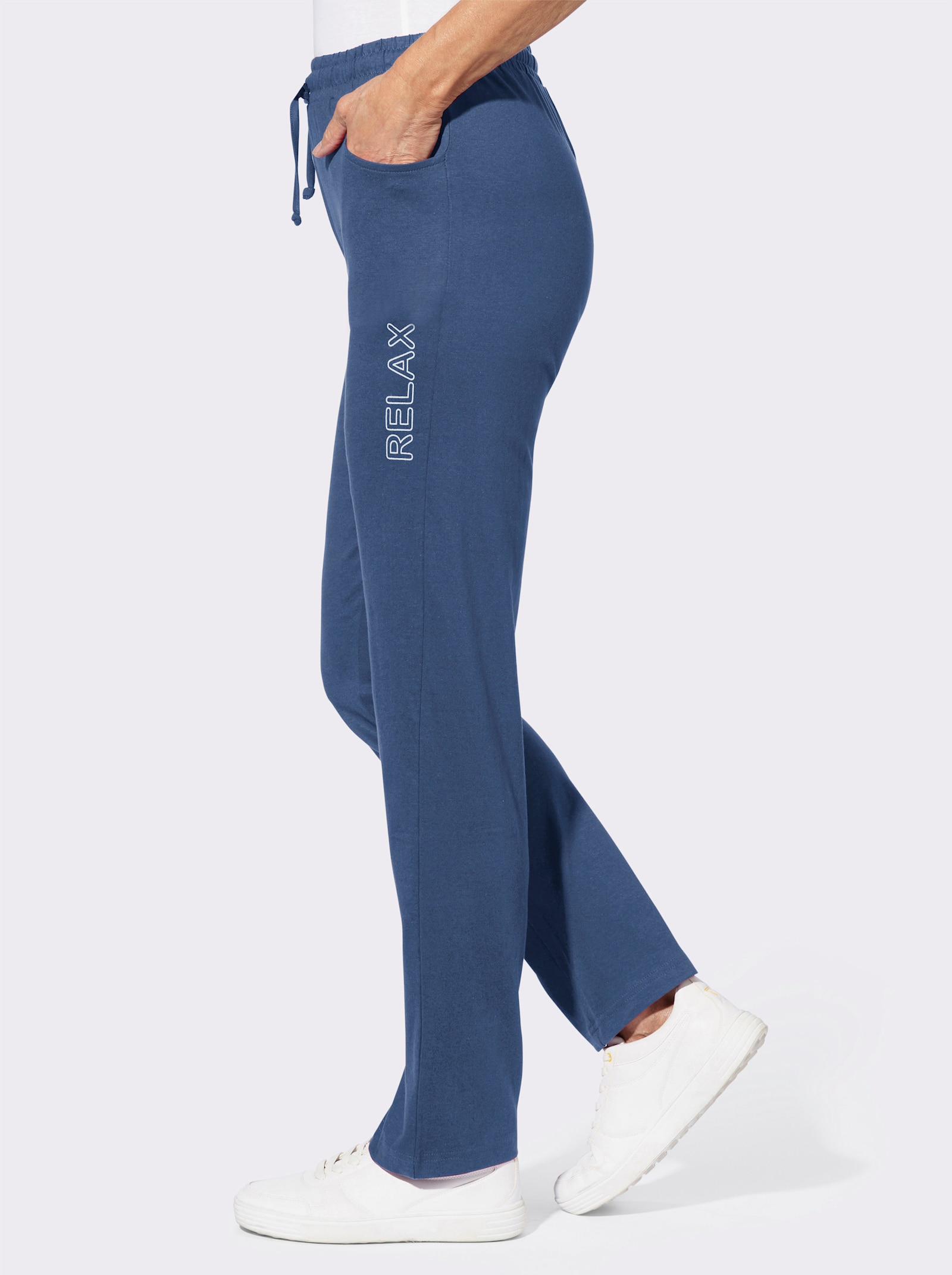 Freizeithose mit platziertem Druck - jeansblau