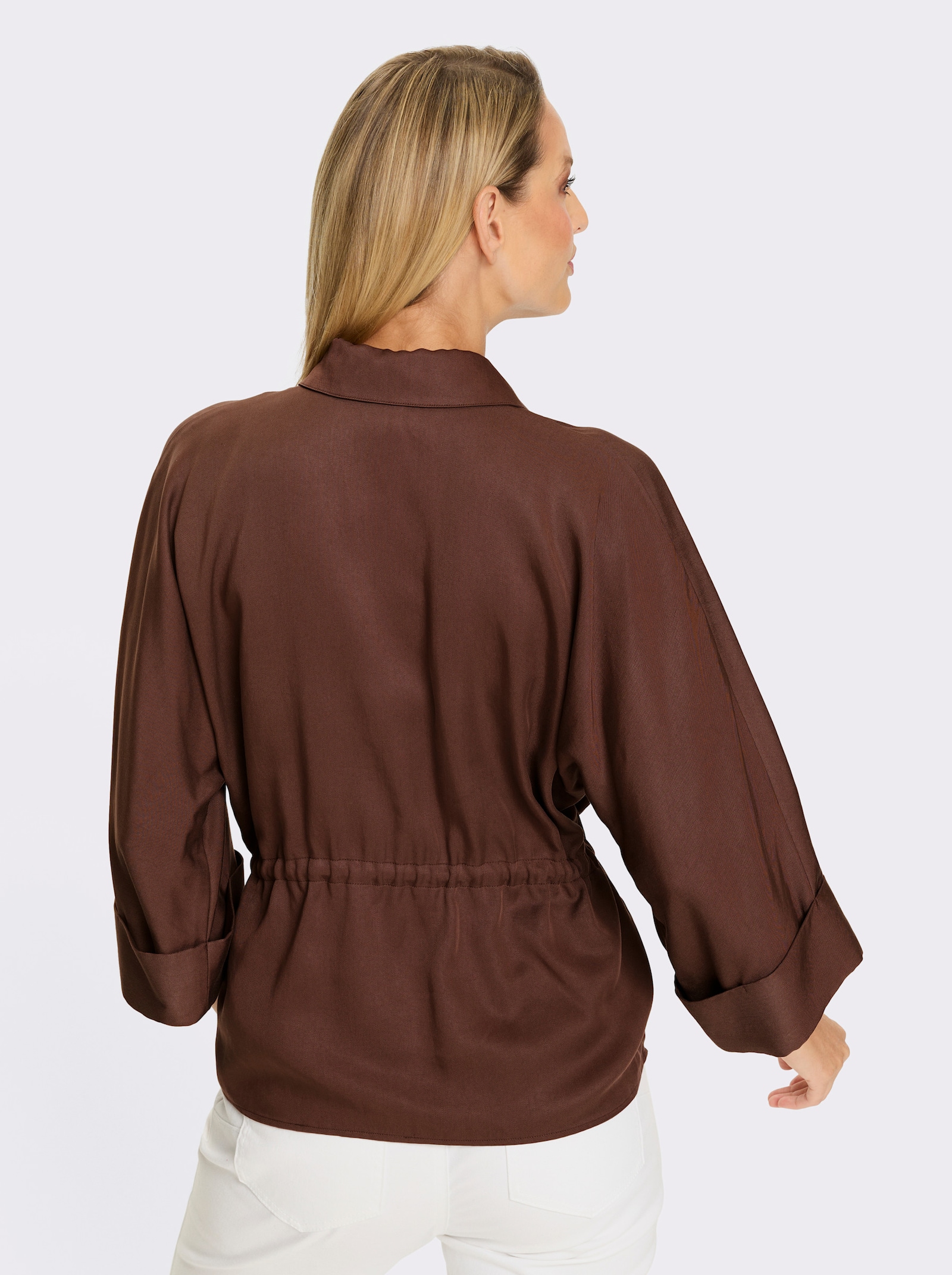 heine Hemdbluse Mit Gummizug in der Taille - schoko