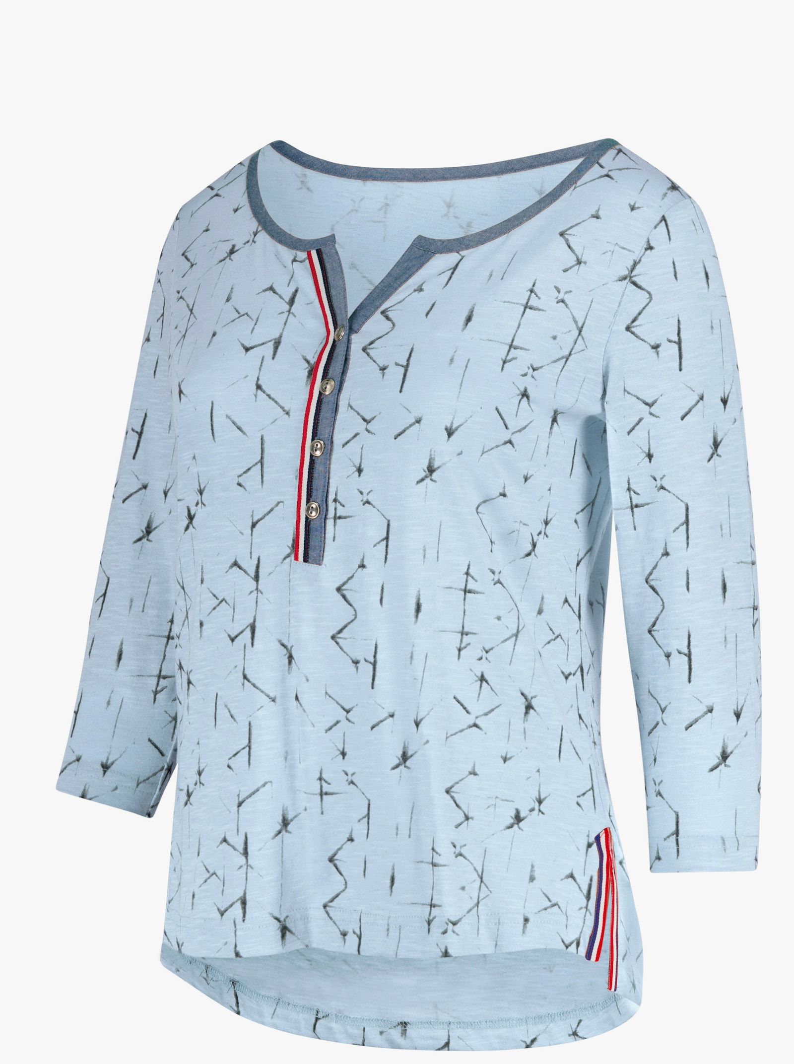 Shirt met print, van puur katoen - blauw geprint