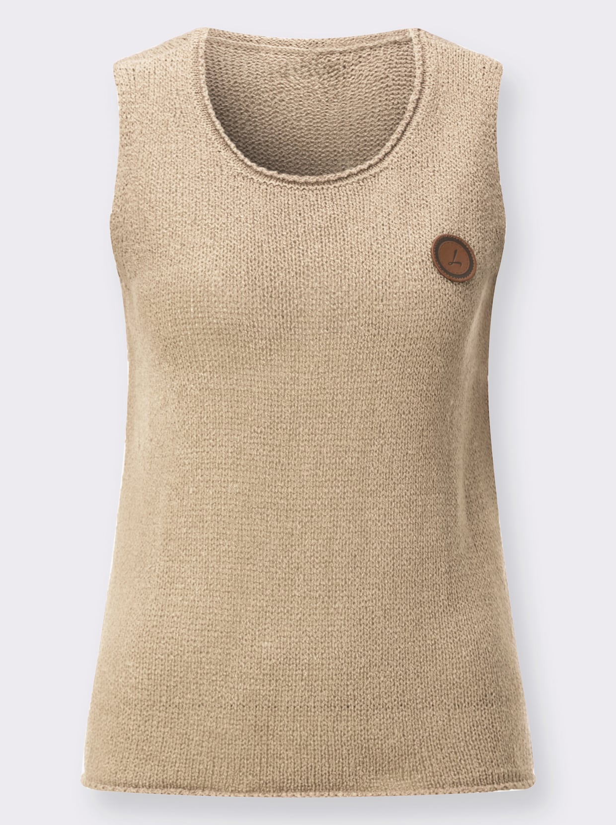Stricktop mit Rundhals-Ausschnitt - sand