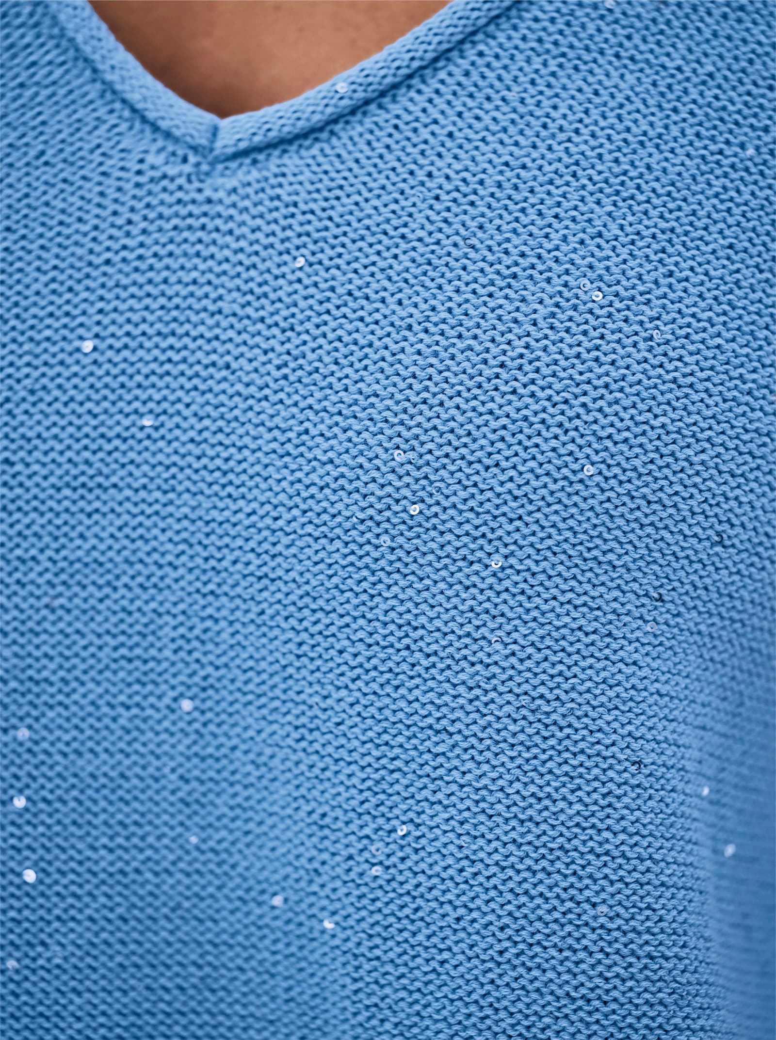 heine Baumwollpullover mit eingearbeiteten Pailletten - himmelblau