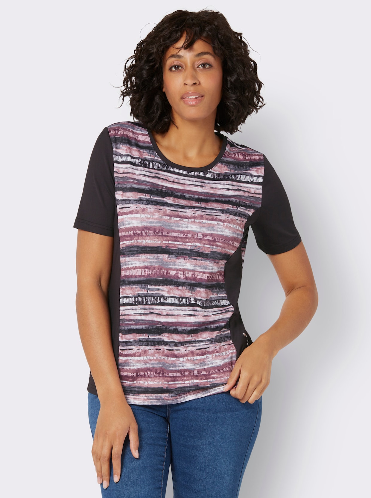 Funktionsshirt - schwarz-hortensie-bedruckt