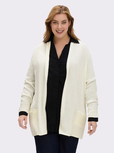 Longstrickjacke - wollweiß