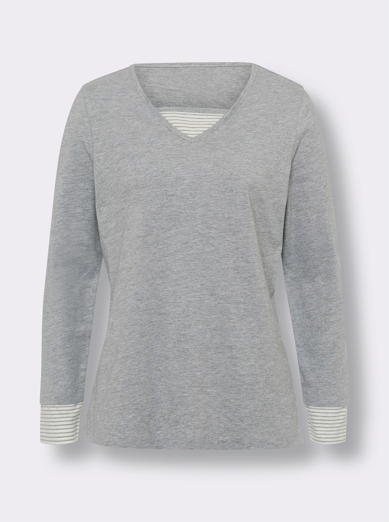 Langarmshirt - grau-meliert