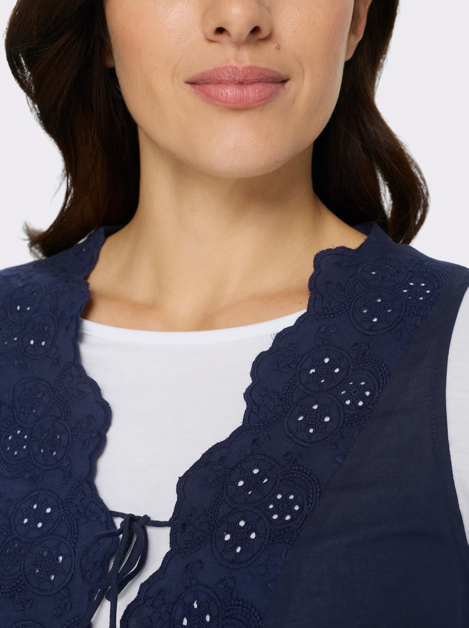 Gilet met kantinzet voor - marine