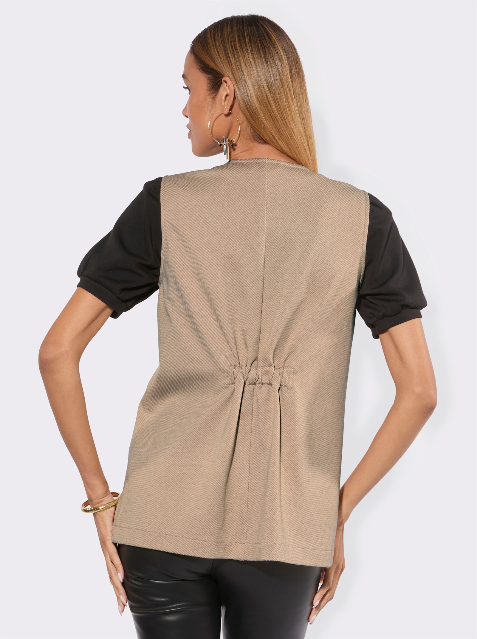 Shirtweste mit Gummizug auf Taillenhöhe hinten - beige-champagner-meliert