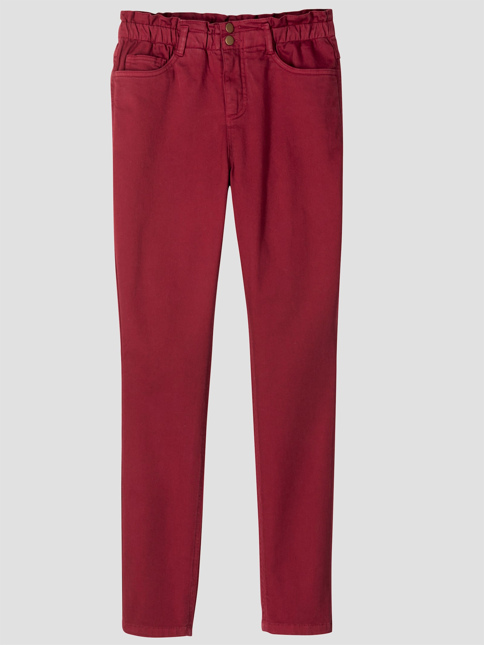 Jeans im Paperbag-Schnitt - kirsche