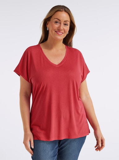 sheego V-Shirt mit Strass-Detail - erdbeere