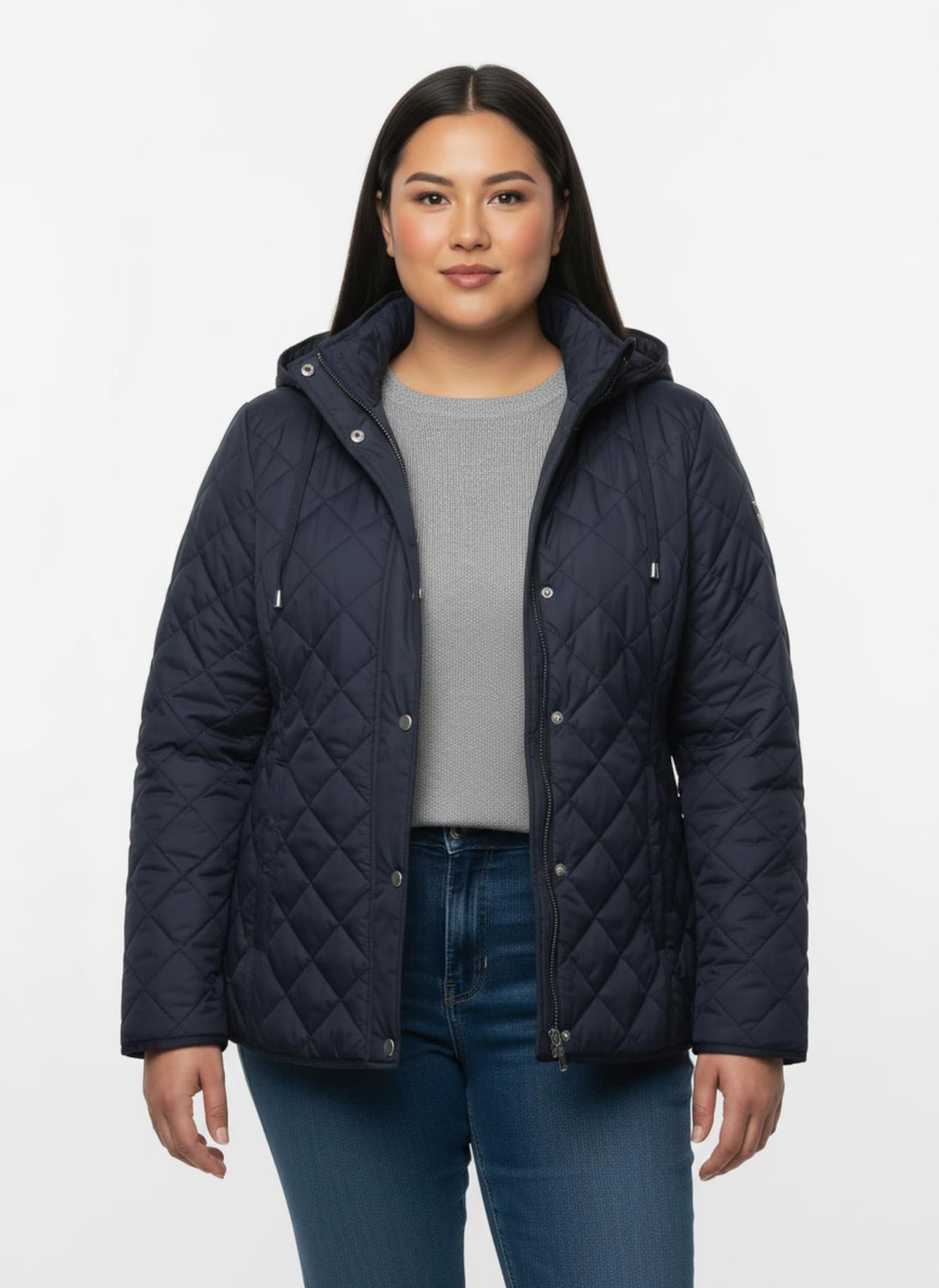 Winterjacke mit Schlingenknopf-Verschluss - marine