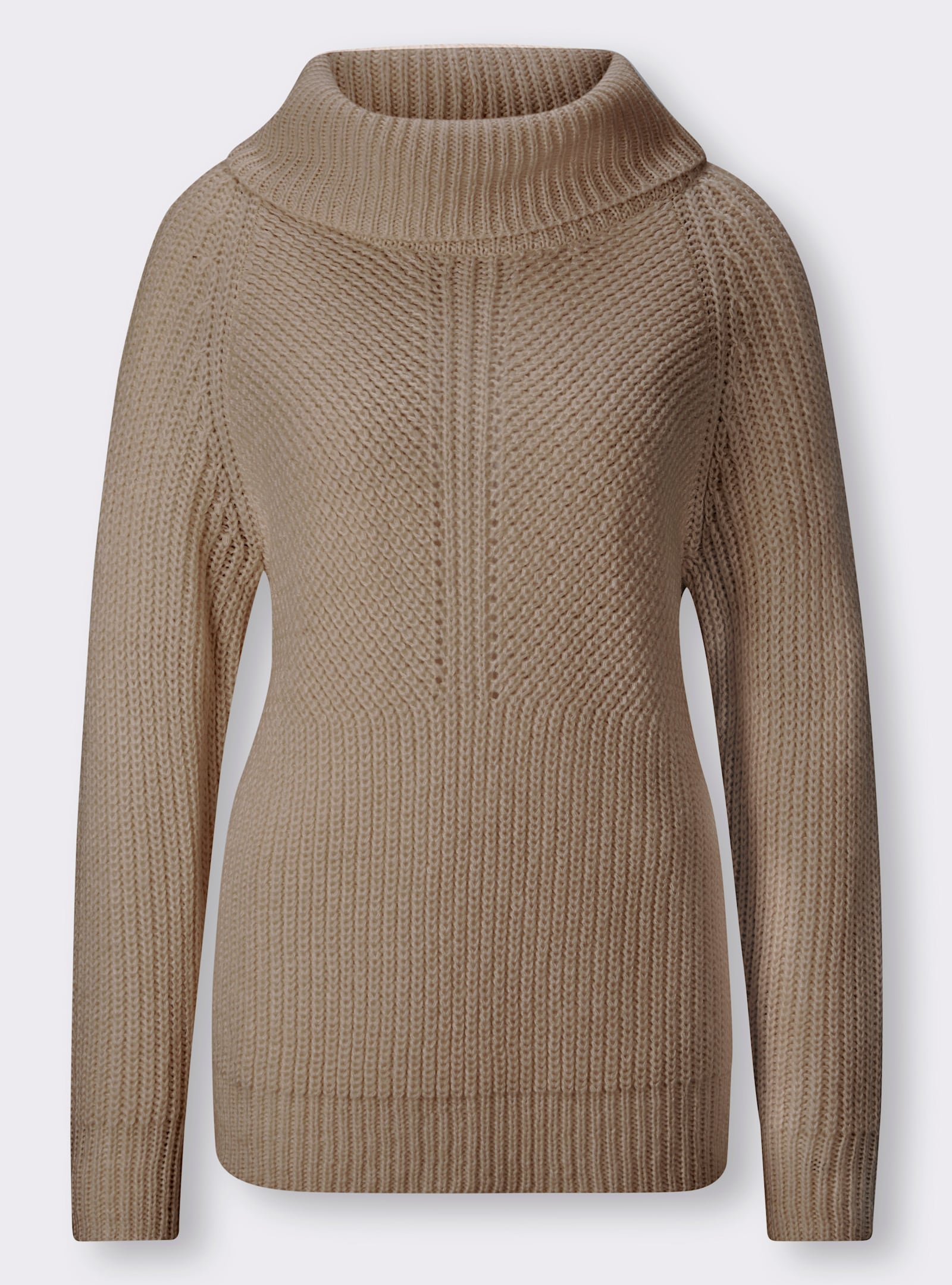 heine Rollkragenpullover mit aufwendigem Strickmuster - beige-champagner-meliert