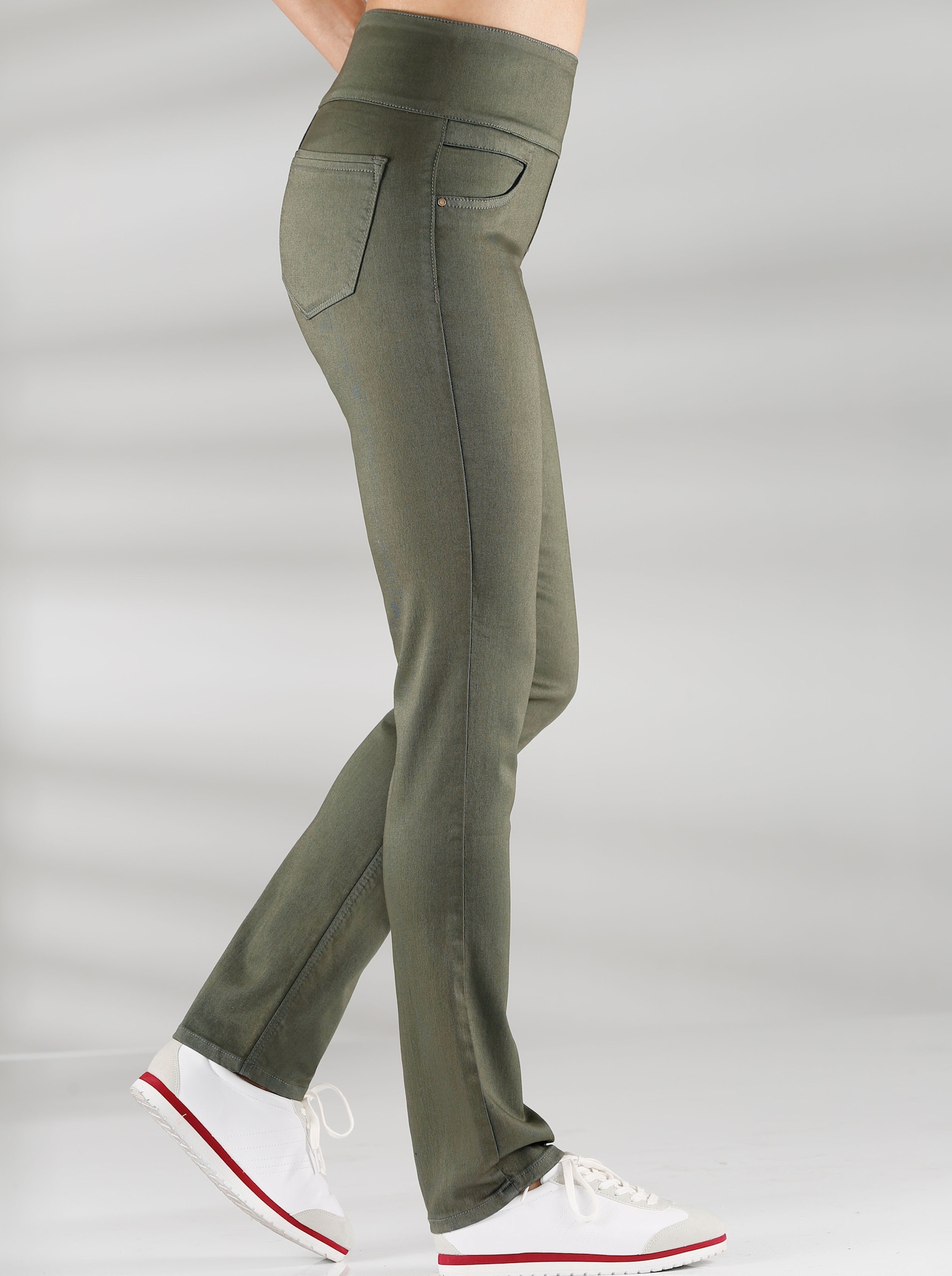 Schlupfhose mit hohem Dehnbund - khaki