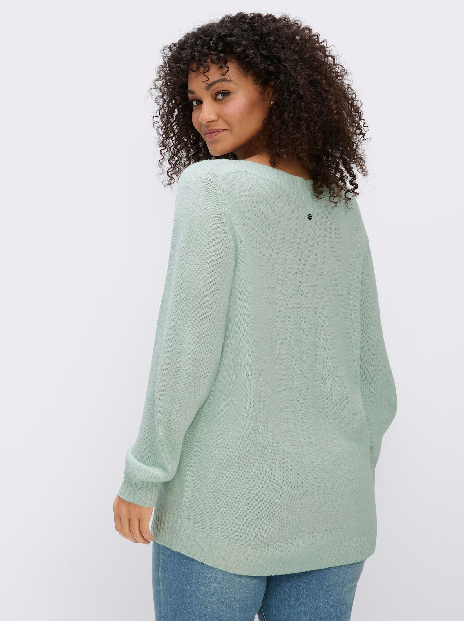 sheego Strickpullover mit U-Boot-Ausschnitt - zartmint-meliert