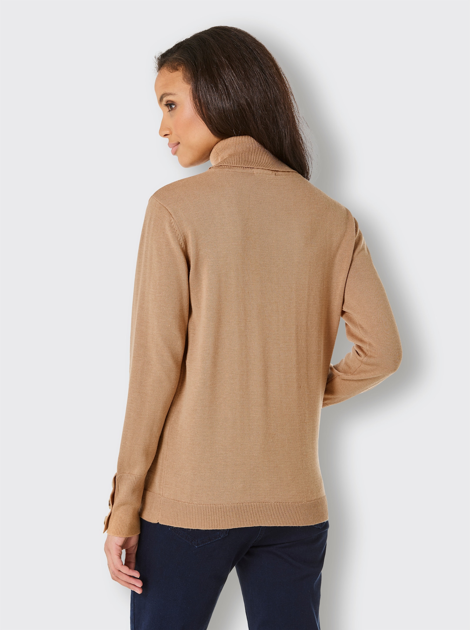 CREATION L PREMIUM Rollkragenpullover mit hohen Rippbünchen - camel