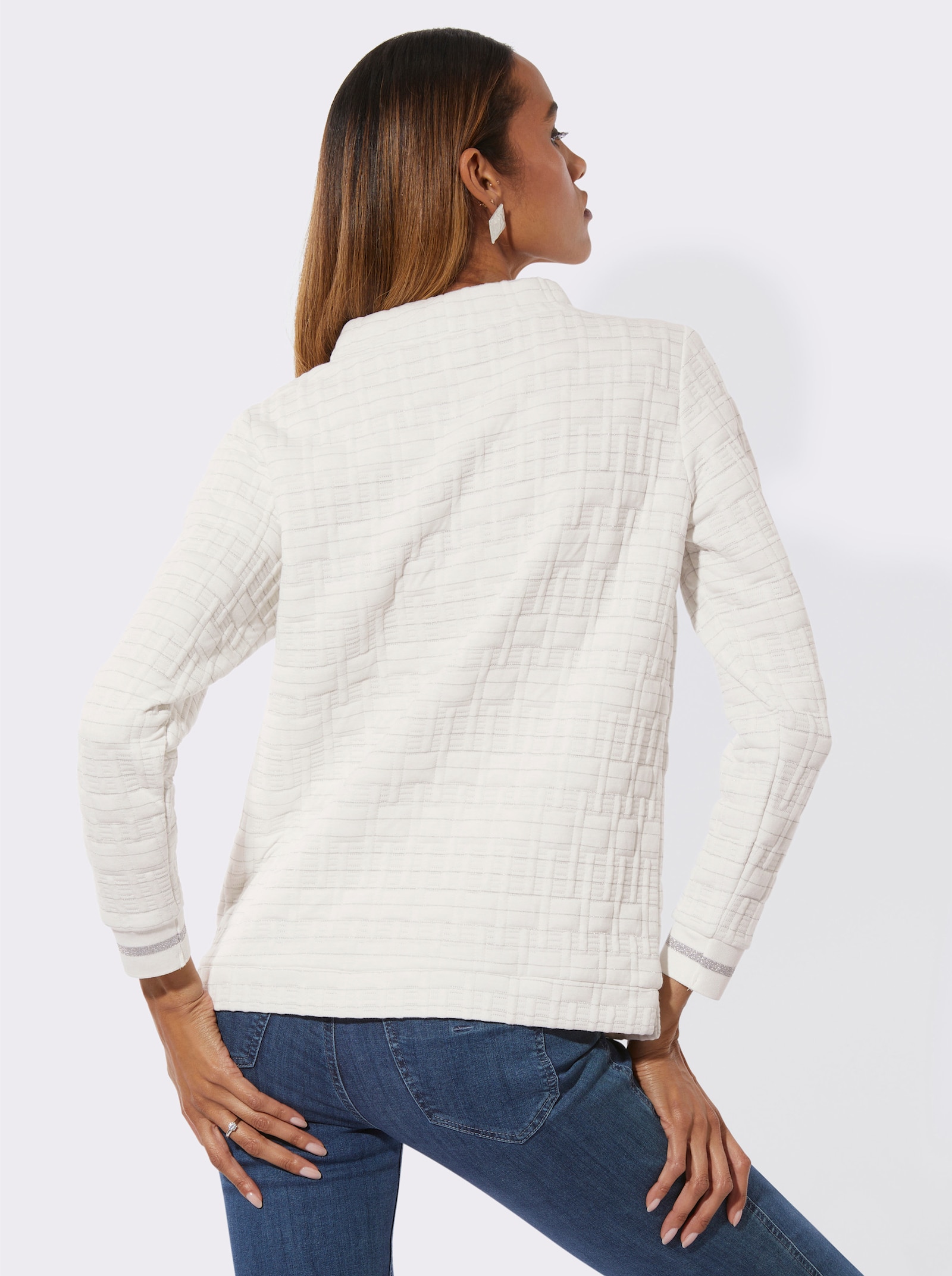 Sweatshirt mit Seitenschlitzen - ecru