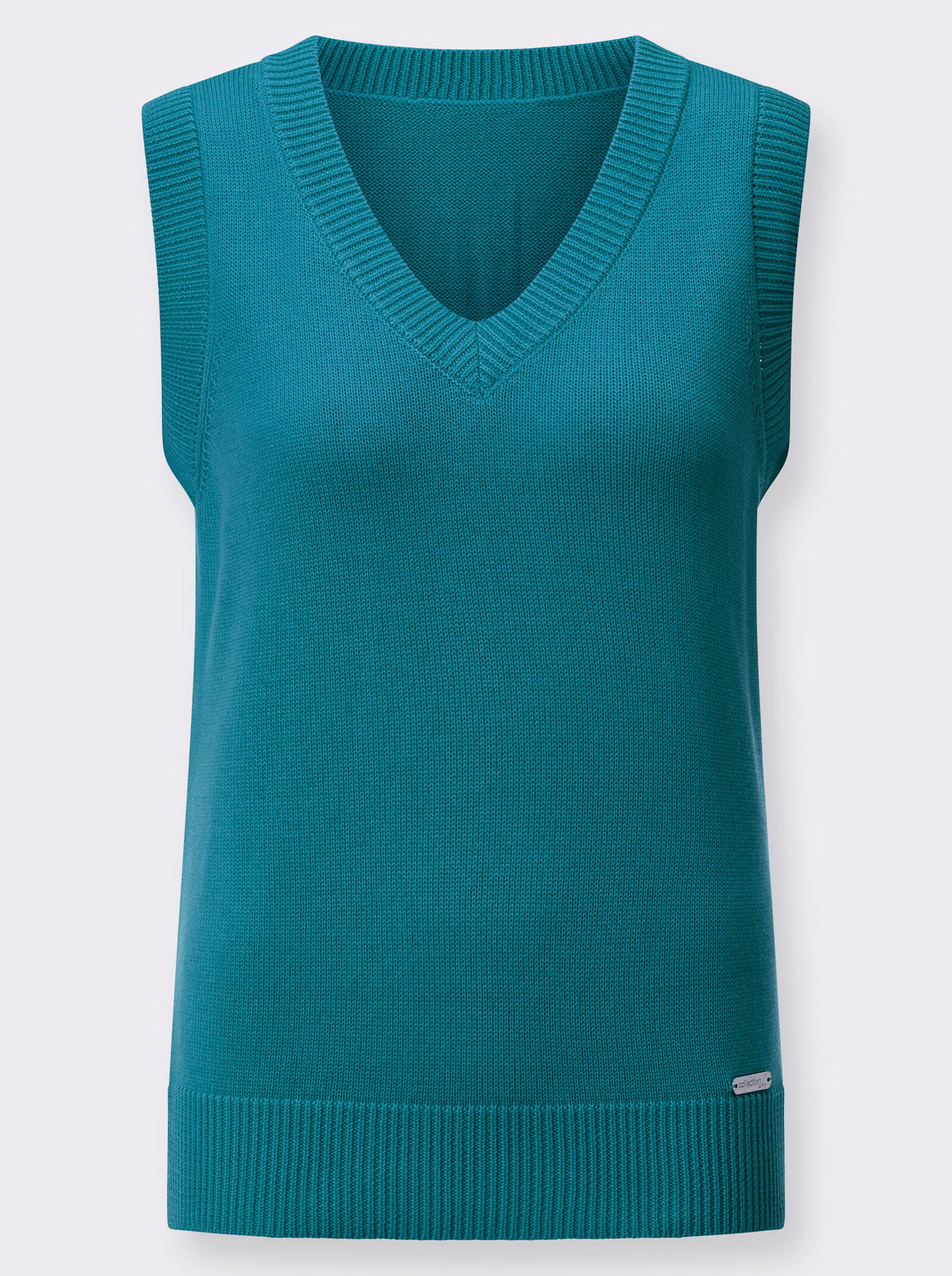 Pullunder mit Ripp-Abschlüssen - petrol