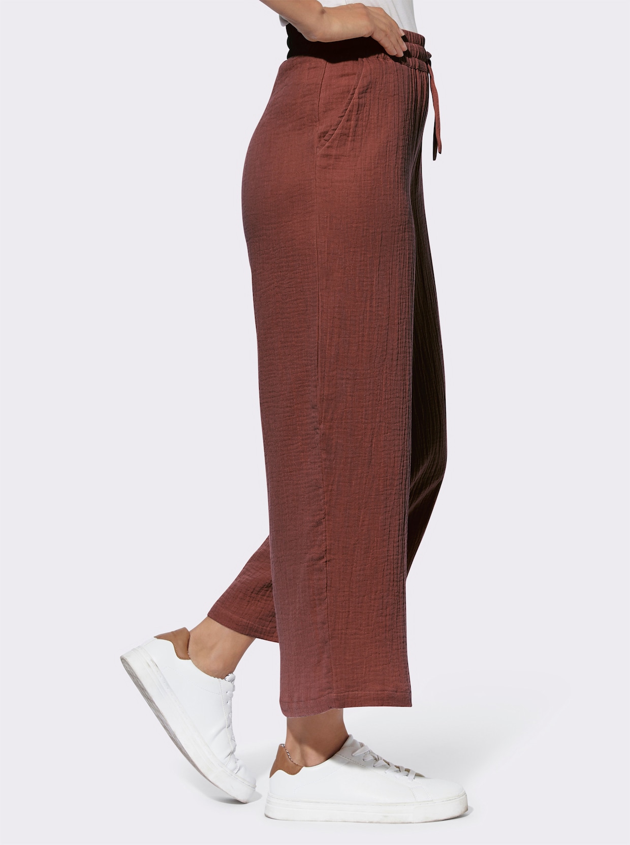 Pantalon large - marron rouge