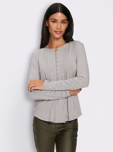 heine Langarmshirt mit Biesen - steingrau-meliert