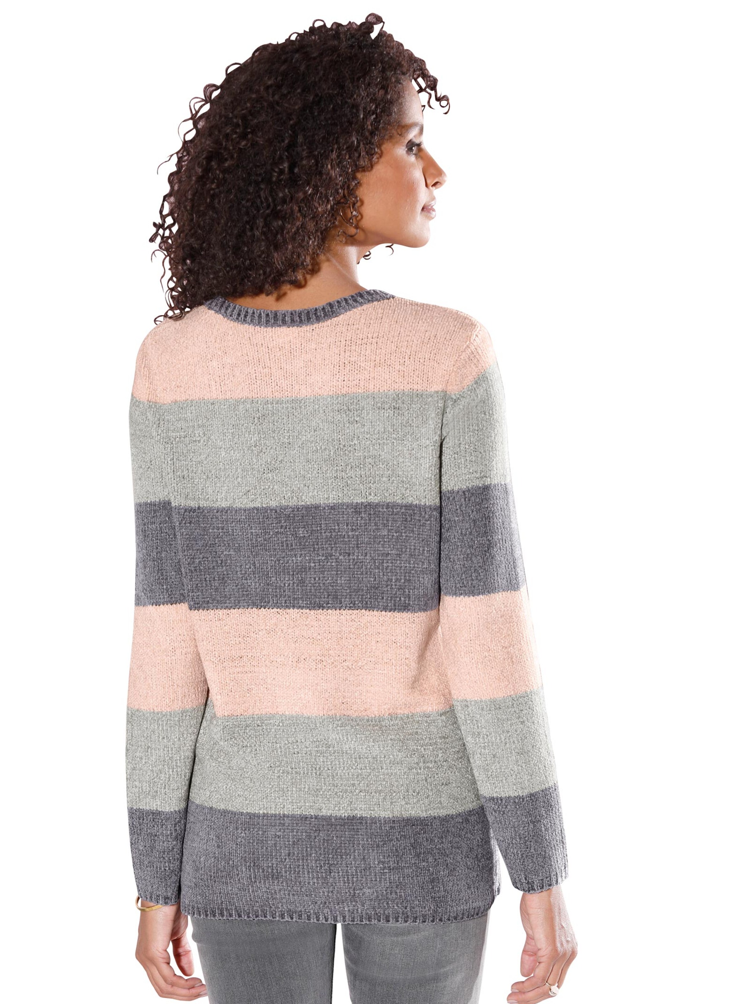 Pullover - grau-geringelt