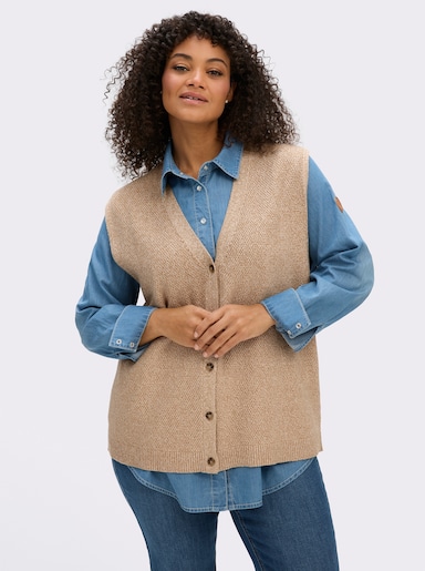 sheego Strickweste in Melange-Optik - camel-meliert