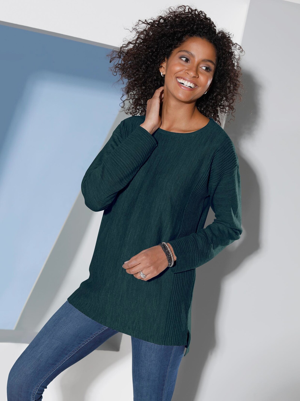 Pullover met ronde hals - dennengroen