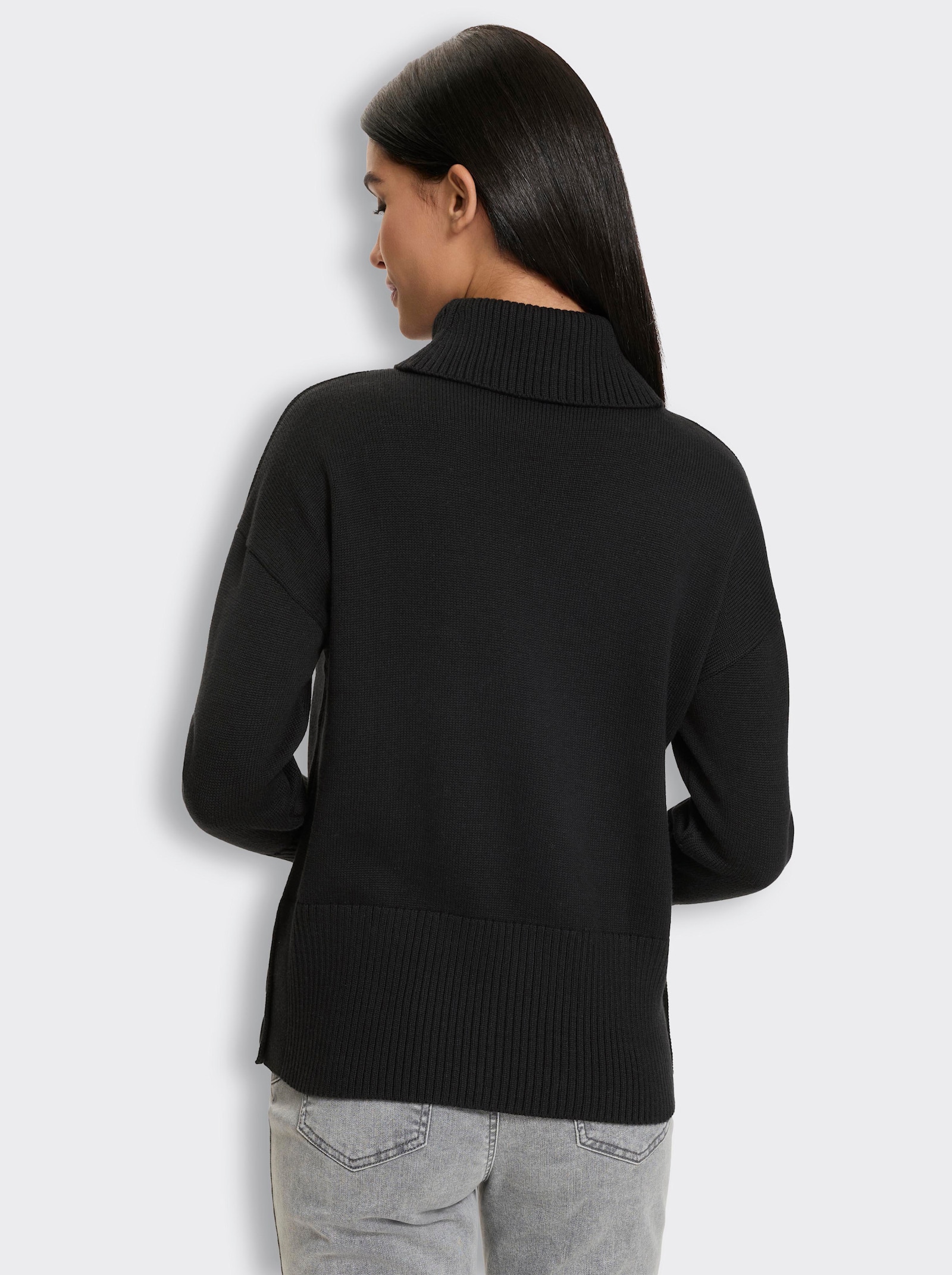 heine Rollkragenpullover mit Seitenschlitzen - schwarz