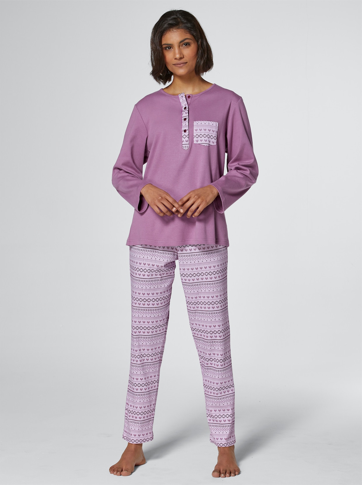 Comtessa Pyjama - paars/roze bedrukt
