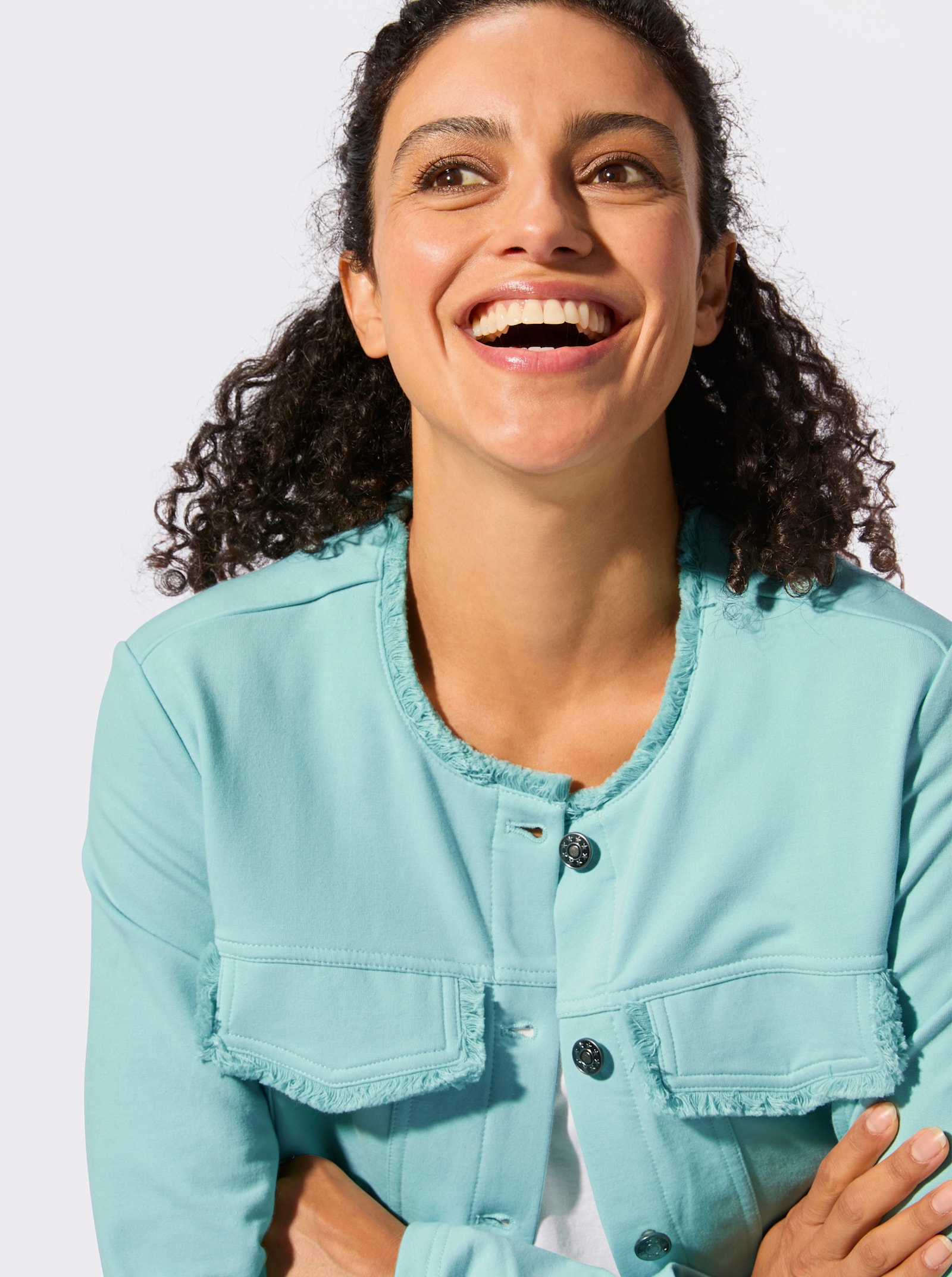 Jerseyblazer mit Fransen-Verzierung - mint