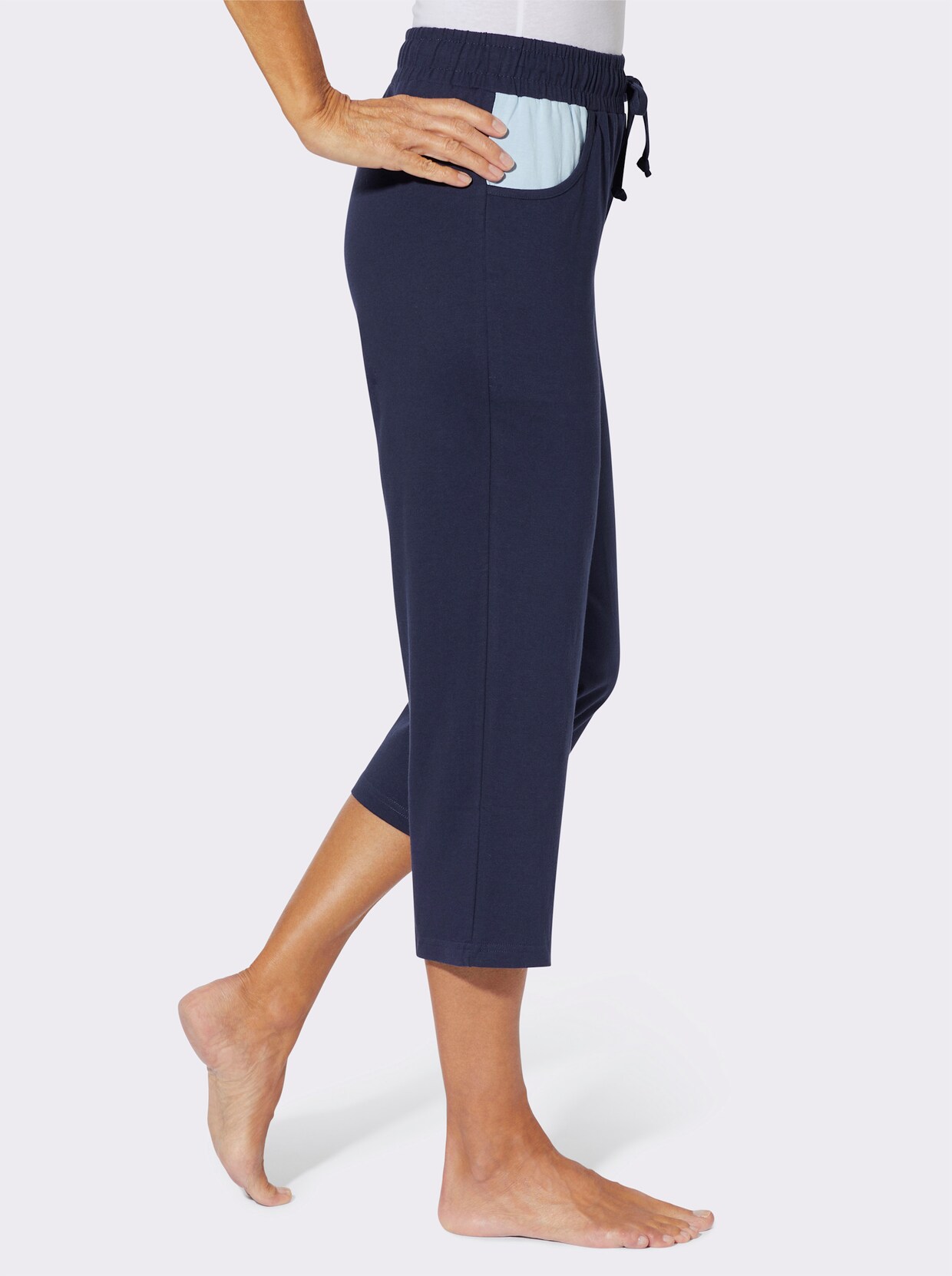 7/8-Hose mit Tunnelzug und Bindeband - marine