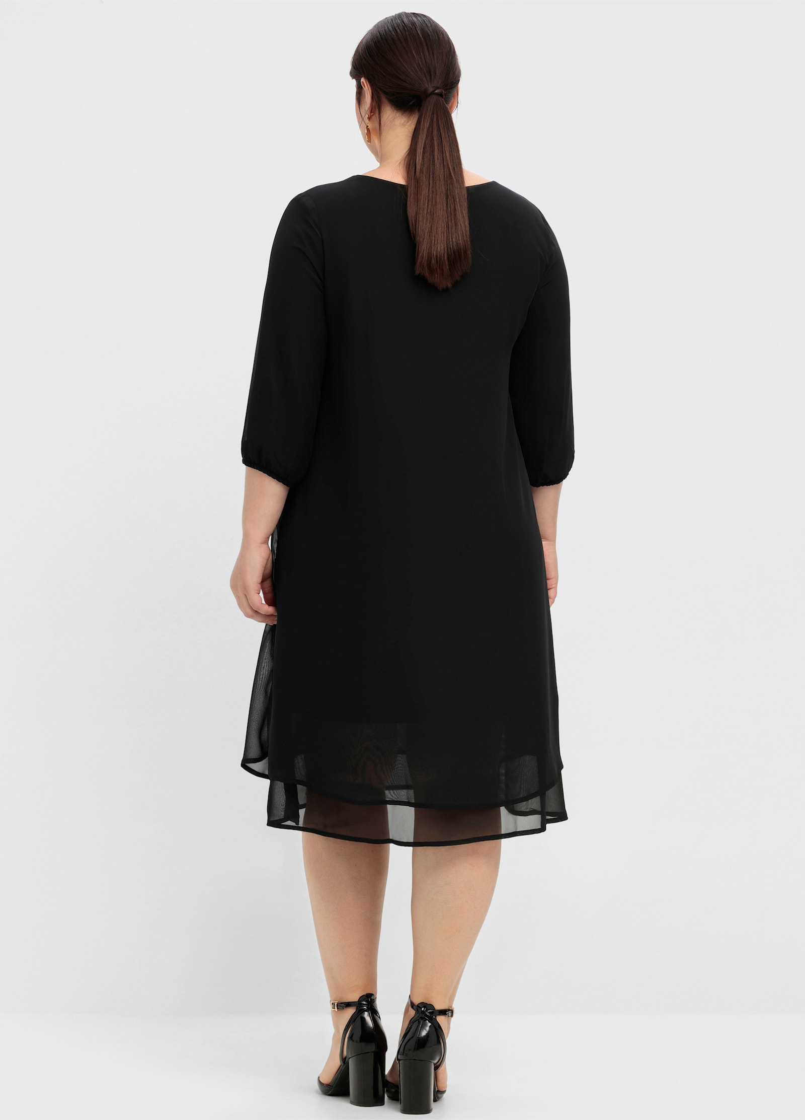 sheego Chiffonkleid im Lagenlook - schwarz