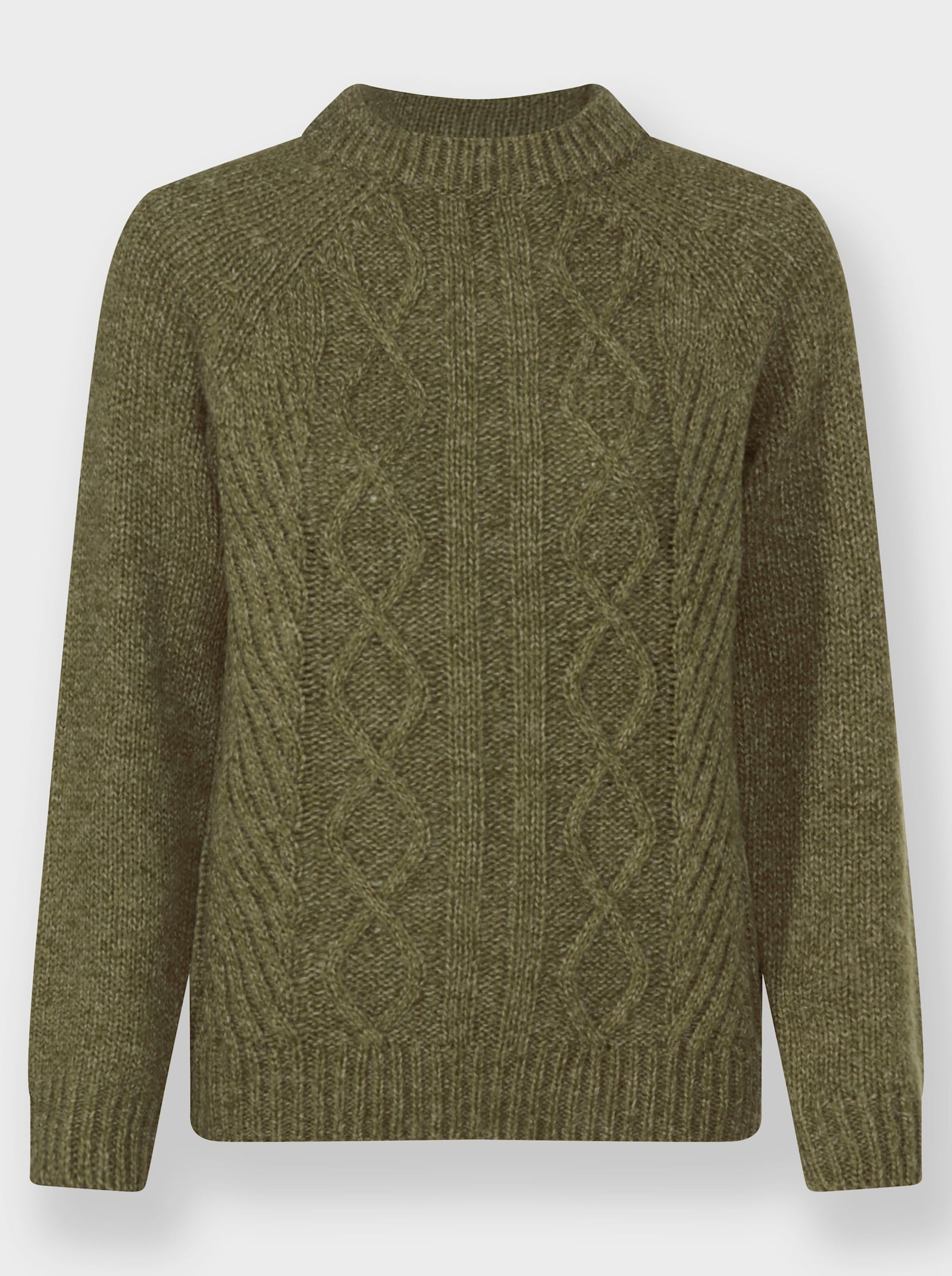 Svetr s žebrovaným kalichovým límcem - rákosová-olivová-melír