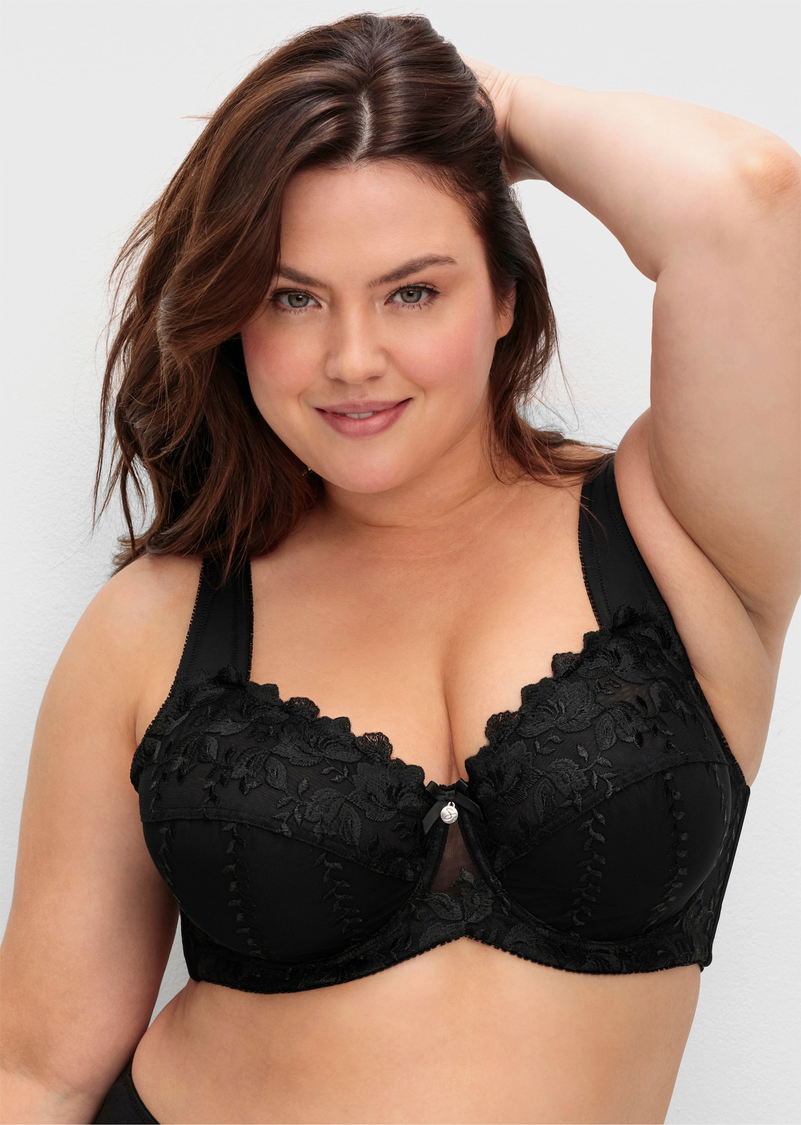 sheego Bügel-BH mit Spitze - schwarz