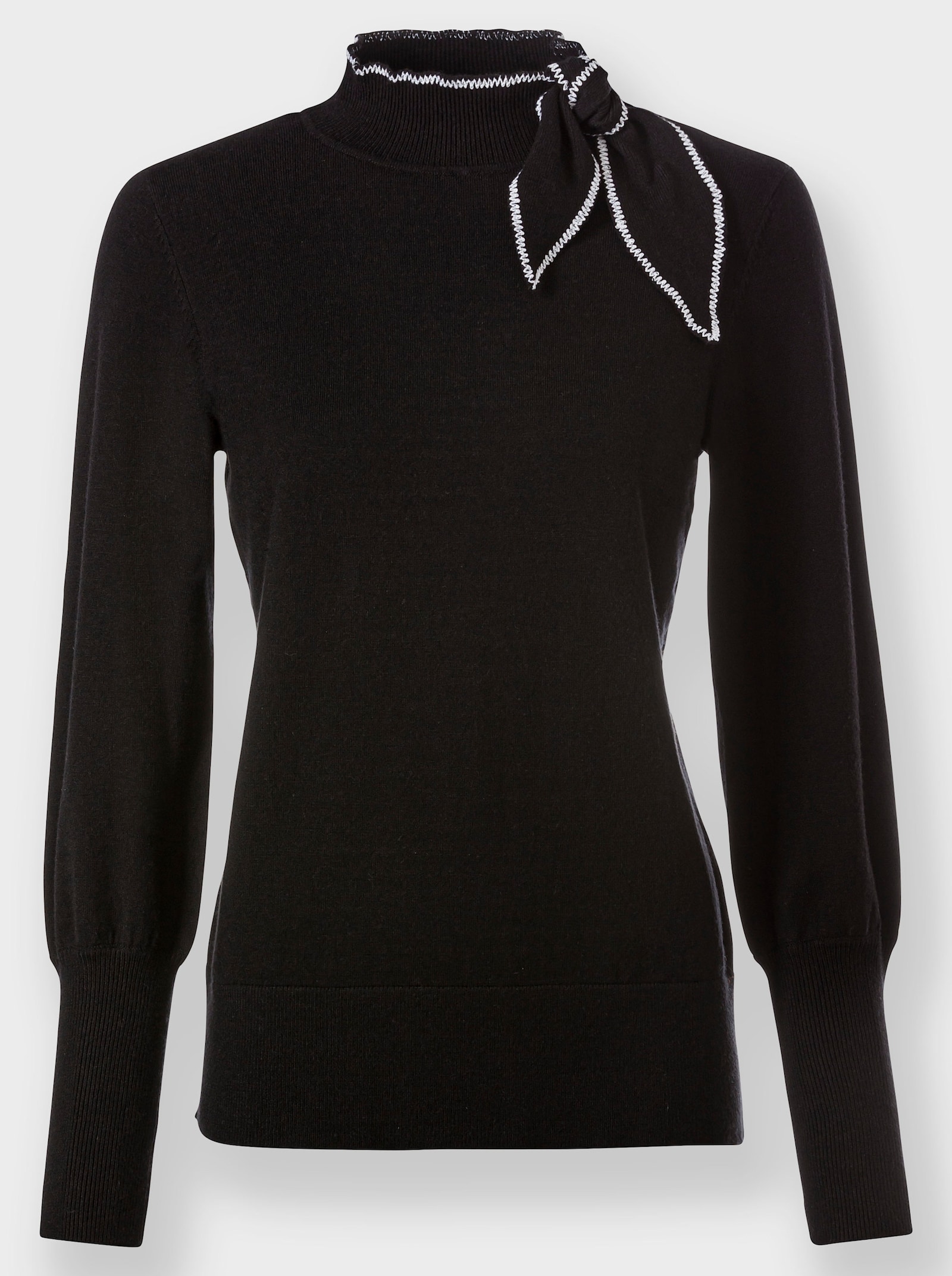 heine Stehkragenpullover mit seitlicher Schluppe - schwarz