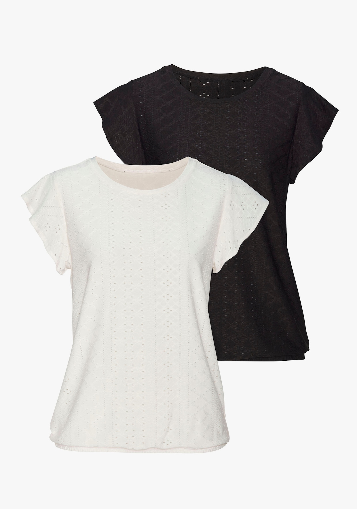 Vivance Kurzarmshirt - creme, schwarz