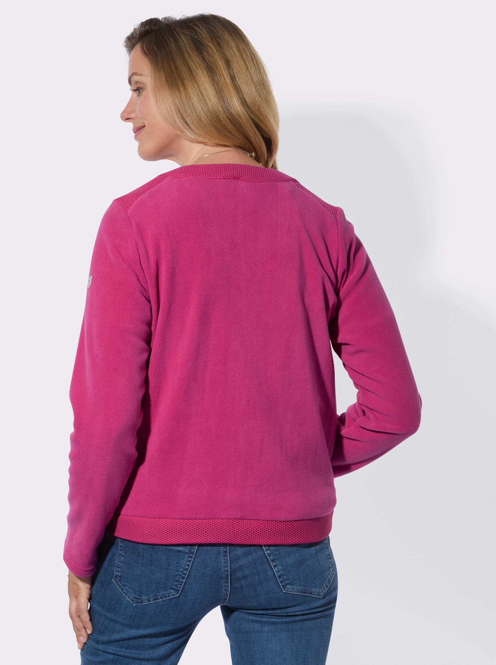 Fleecejacke mit Steppmuster-Einsätzen - fuchsia