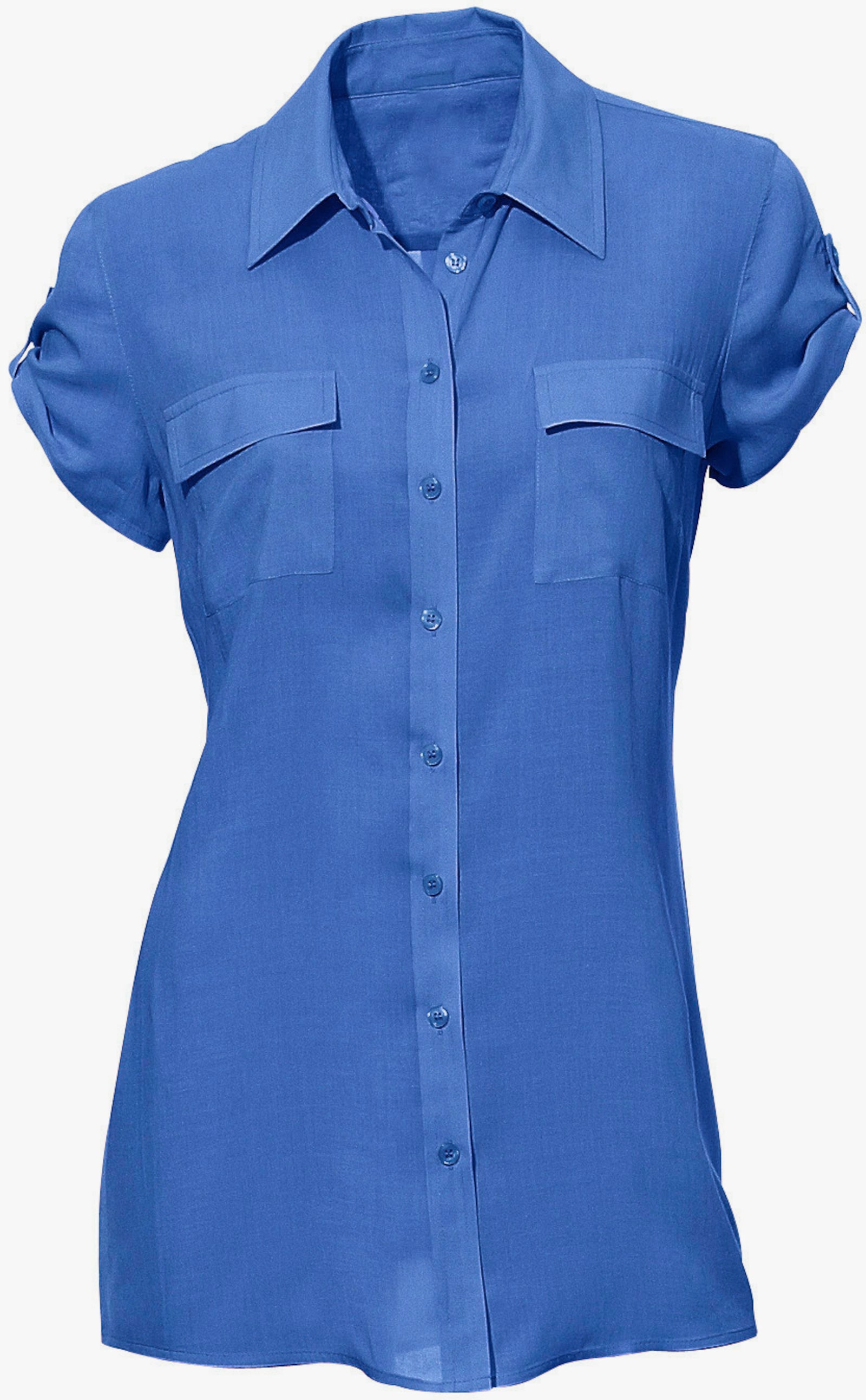 heine Kurzarm-Bluse im Viskose-Mix - royalblau