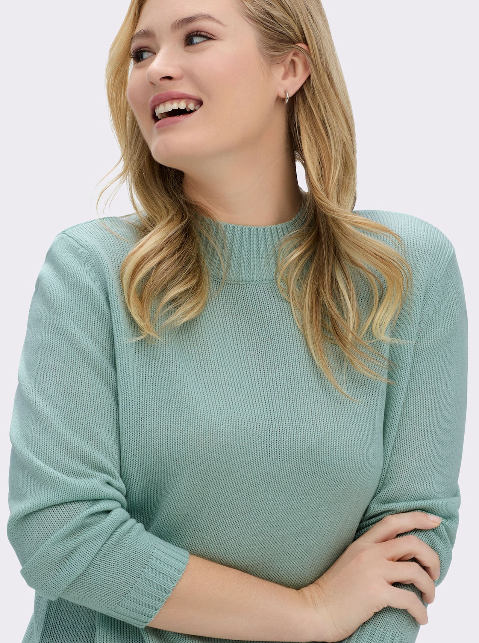 Longpullover mit Stehkragen - kalkmint